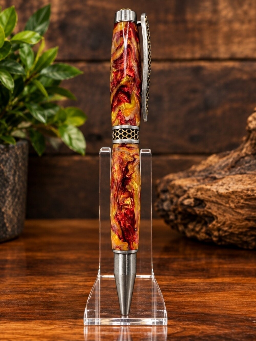 Honeycomb Twist Pen Dressed In A Dragons Breath Acrylic Blank